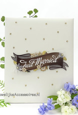 Receptie gastenboek met "Just Married" banner