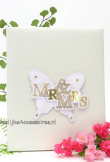 "Mr & Mrs" op een witte vlinder gastenboek