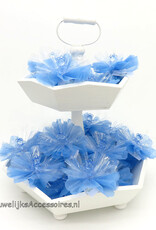 Bedankjes display wit 2 etage hout hoog met handvat