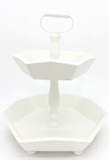 Bedankjes display wit 2 etage hout hoog met handvat