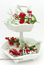 Bedankjes display wit 2 etage hout hoog met handvat