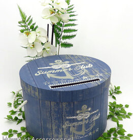 Ronde blauwe 'Summer Club' enveloppendoos