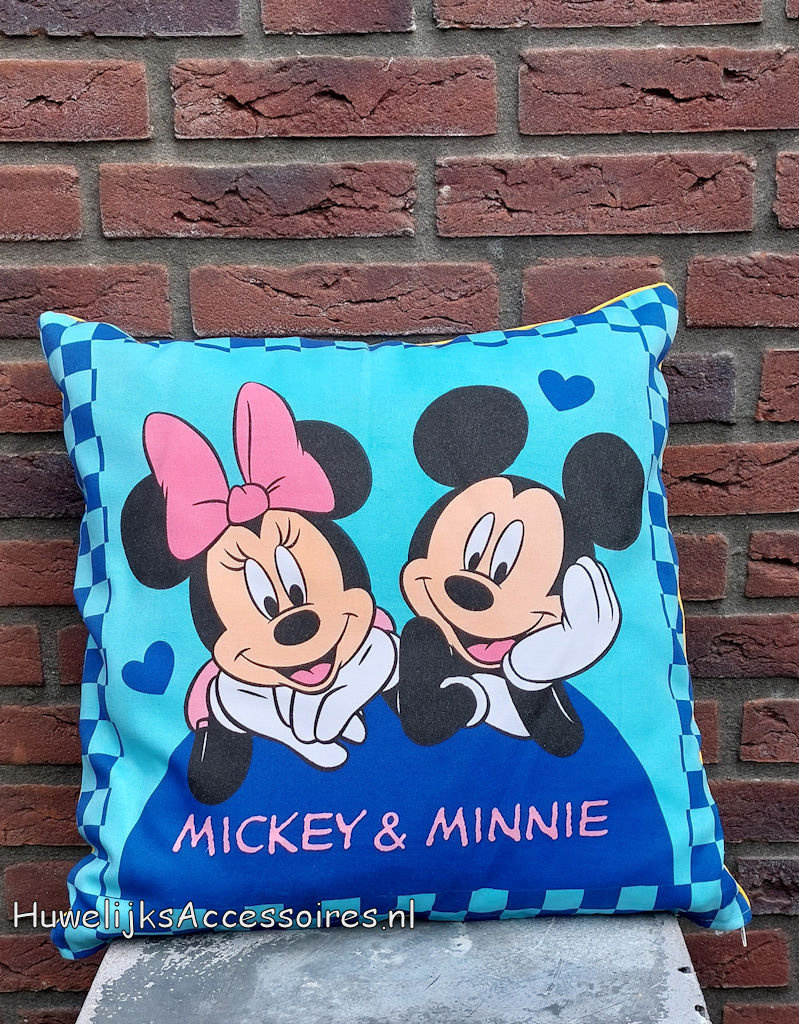 Disney Prachtige Disney blauwe sierkussen van Mickey en Minnie