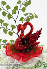 Prachtige rode zwanenpaar trouw taarttopper