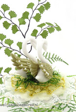 Schitterende wit en goud zwanen paar taart topper met parels