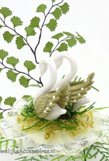 Schitterende wit en goud zwanen paar taart topper met parels