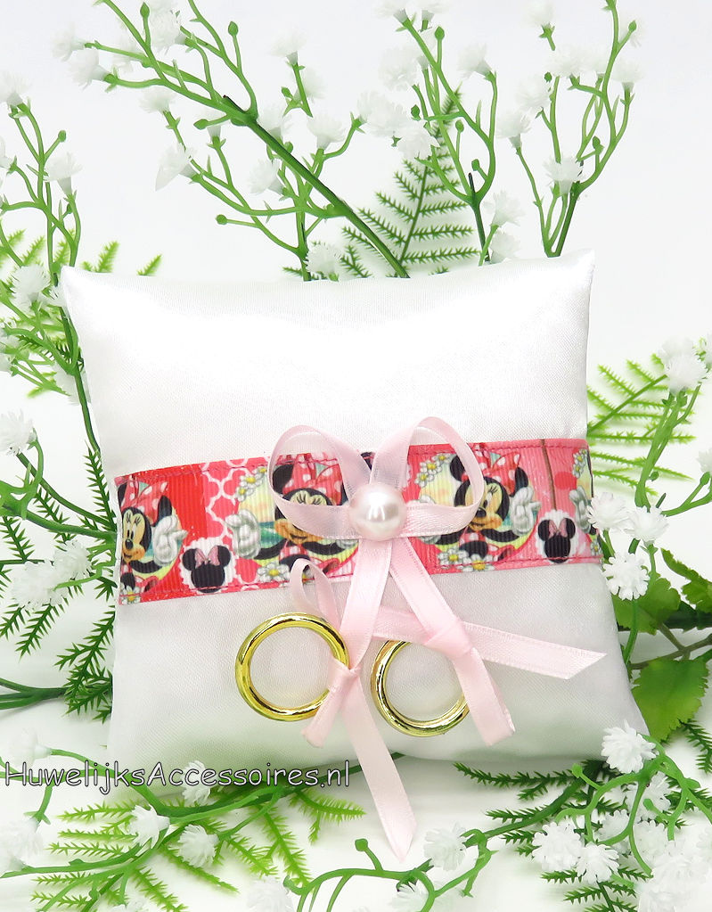 Disney Disney Minnie Mouse ringkussentje voor de hond met licht roze lint