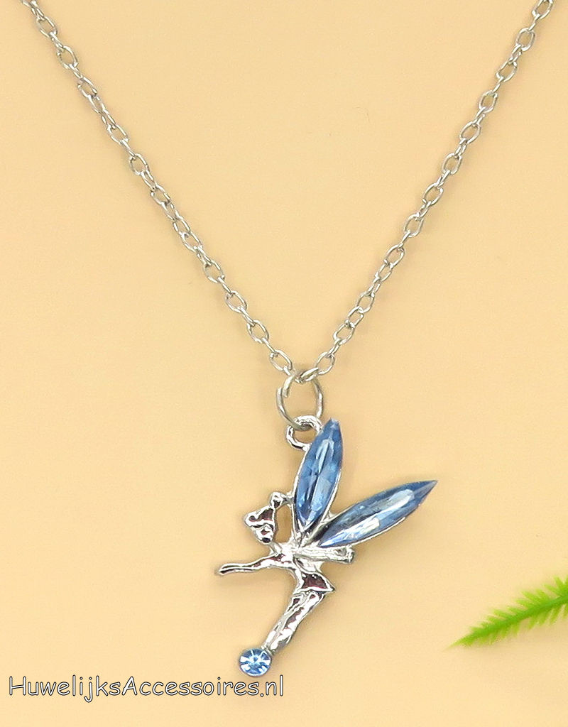 Disney Halsketting met Tinkelbel pendant met blauw vleugels