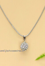 Zilveren halsketting met strass steen bal pendant