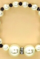 Bruids bijpassende parel halsketting, armband en oorbellen set