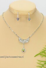 Strass halsketting met prachtige oorbellen set