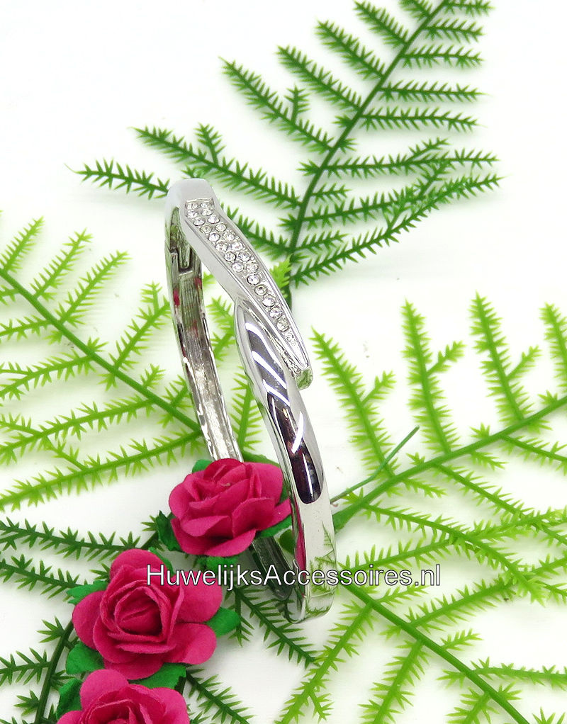 Prachtige gekleurde ovale zilver bruidsarmband