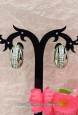 Zilver met strass steentjes clip oorbellen
