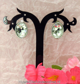 Zilver en strass clip oorbellen