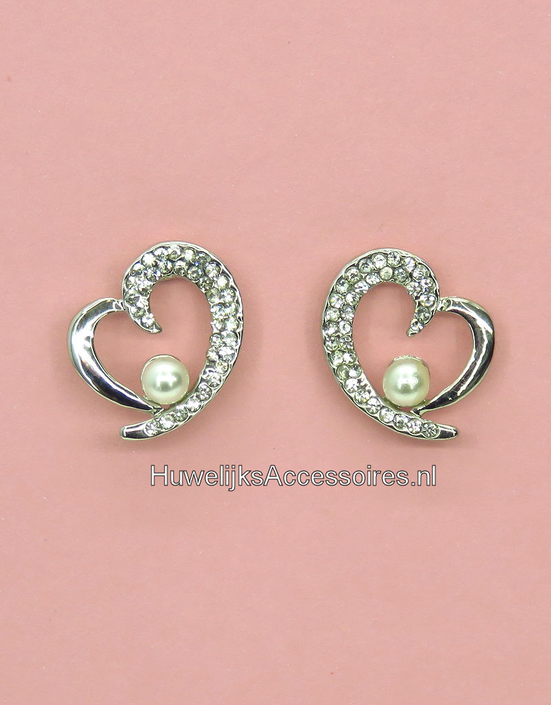 Oorbellen versierd met strass steentjes met parels