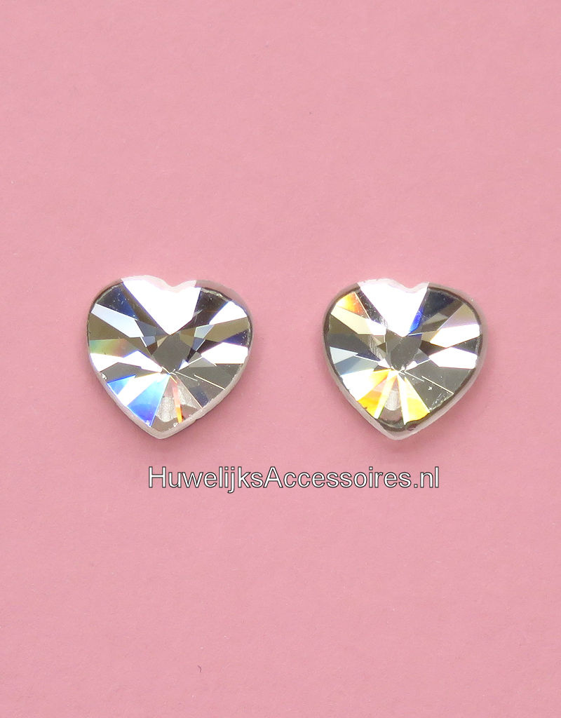 Hart vormige faux kristal steker oorbellen