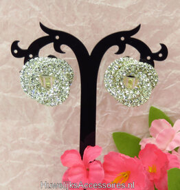 Zilver 'knoop' strass clip oorbellen