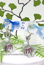 Paquito sleutelhanger geboorte bedankje met strikje