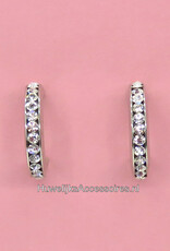 Sprankelende zilveren strass halve oorringen oorbellen