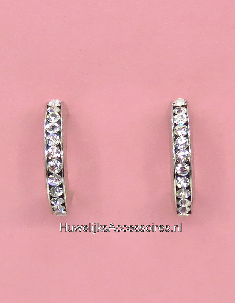Sprankelende zilveren strass halve oorringen oorbellen