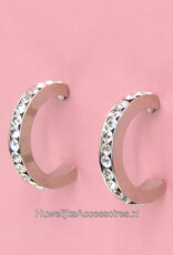 Sprankelende zilveren strass halve oorringen oorbellen
