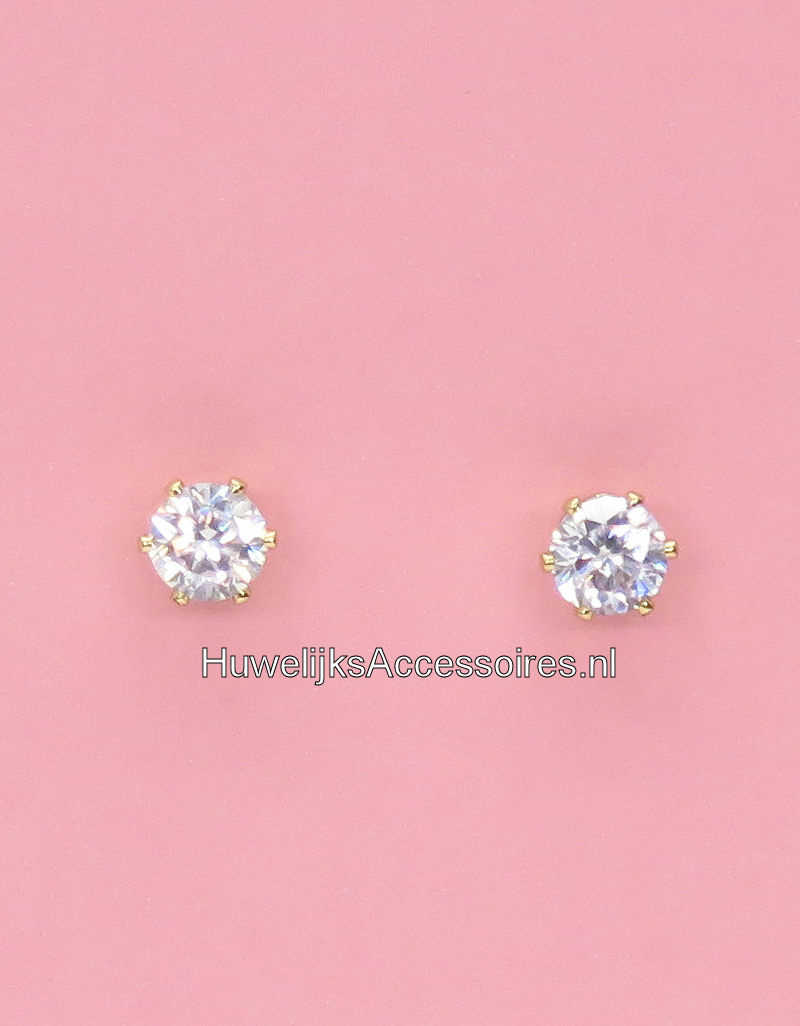 Cubic Zirconia vergulde oorbellen - stekers
