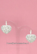 Prachtige wit hart oorbellen met strass stenen 