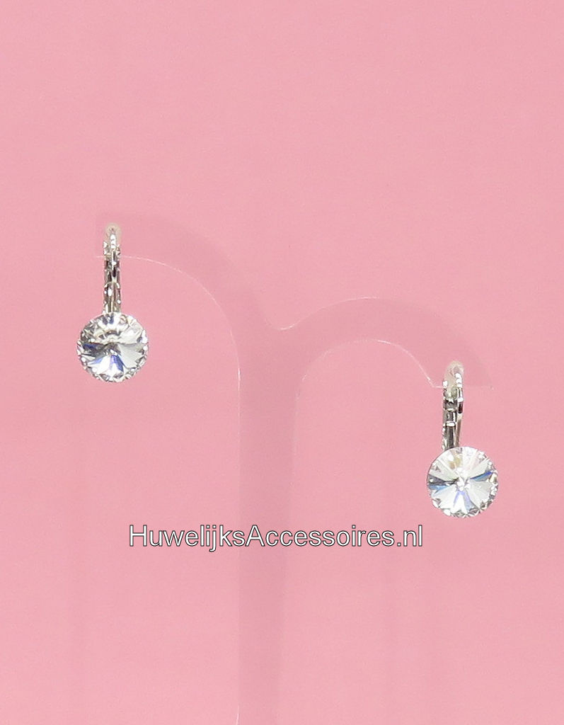 Prachtige 10mm Swarovski strass stenen hang oorbellen