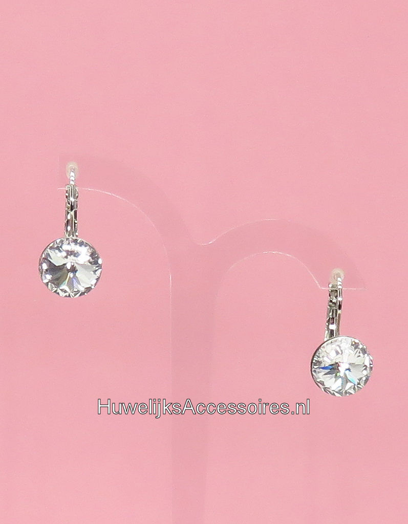 Prachtige 12mm Swarovski strass stenen hang oorbellen