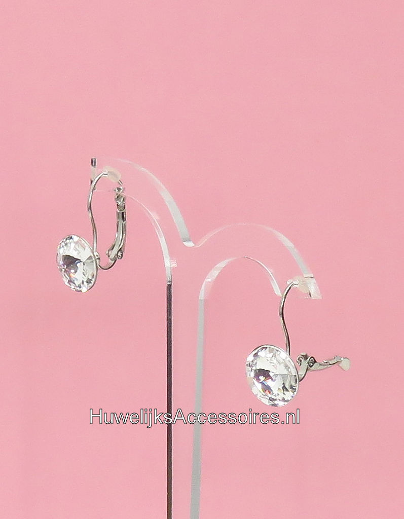 Prachtige 12mm Swarovski strass stenen hang oorbellen
