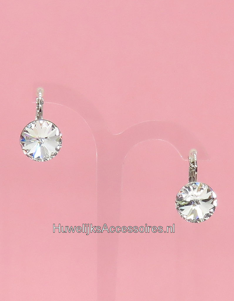Prachtige 14mm Swarovski strass stenen hang oorbellen