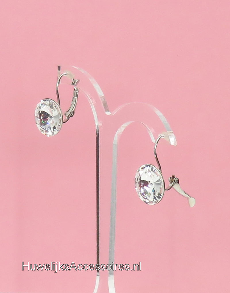 Prachtige 14mm Swarovski strass stenen hang oorbellen