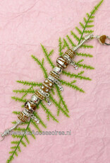 Zilver armband met amber en zilver kralen
