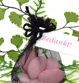 Organza zakje zwart met bruidssuiker