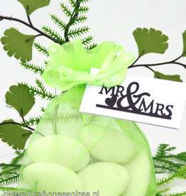 Organza zakje licht groen met bruidssuiker