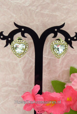 Gouden strass hartjes clip oorbellen