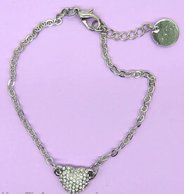 Zilver en strass stenen hart armband