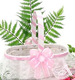 'White wash' strooimandje, roze en wit versierd