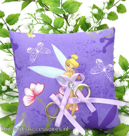 Disney Tinkerbel 'Bloemen' trouwring kussen lila lint