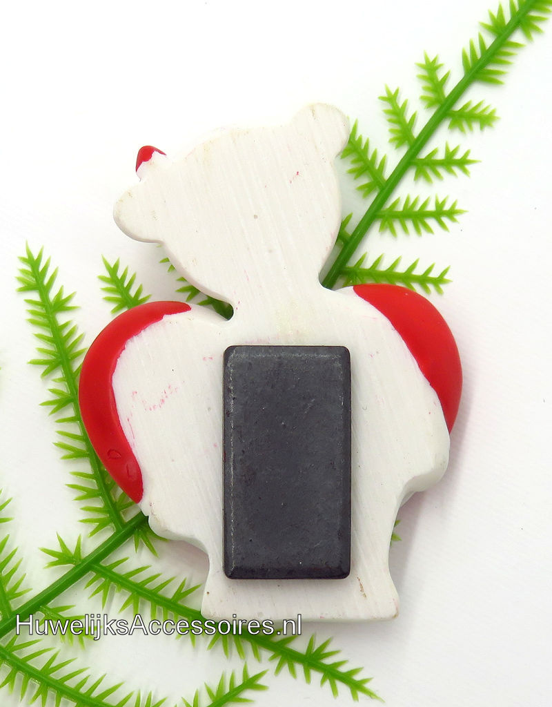 Schattige witte beertje met en rode hartje bedankje