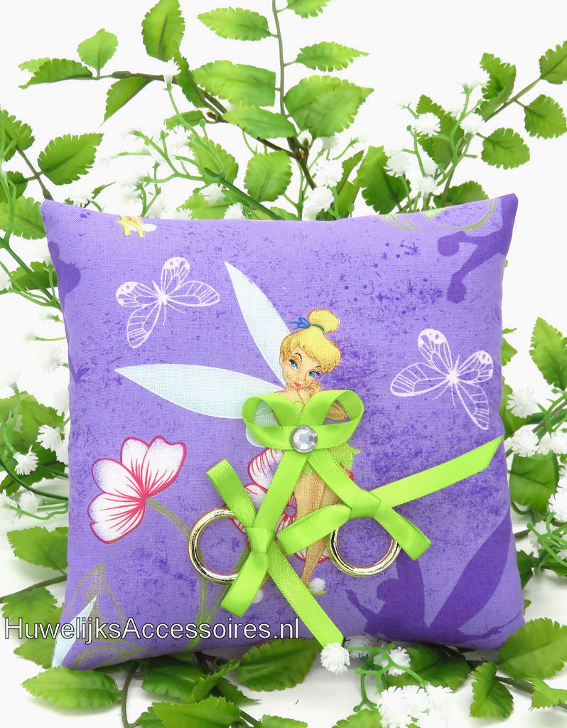 Disney Disney Tinker bell 'Bloemen' ring kussen met groen lint