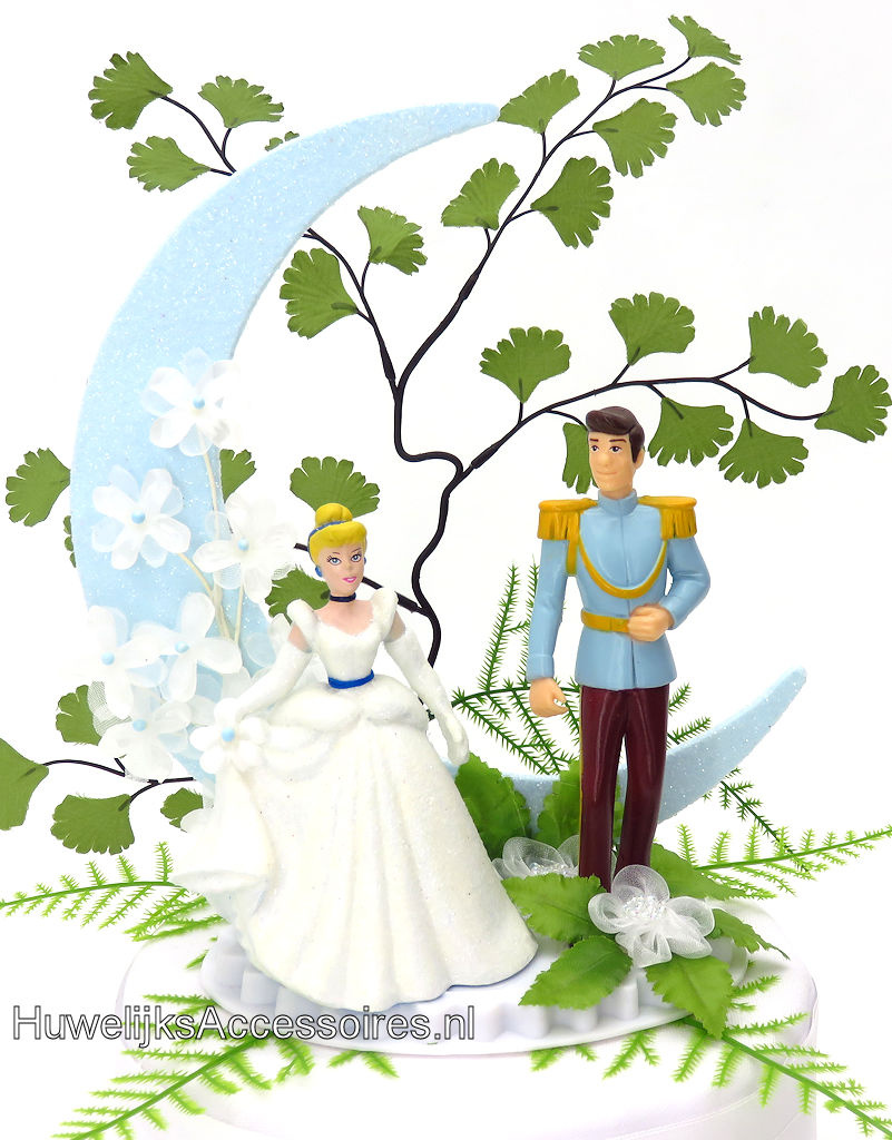 Disney Disney Prinses Assepoester en Prins Charming bruidstaart topper met maan
