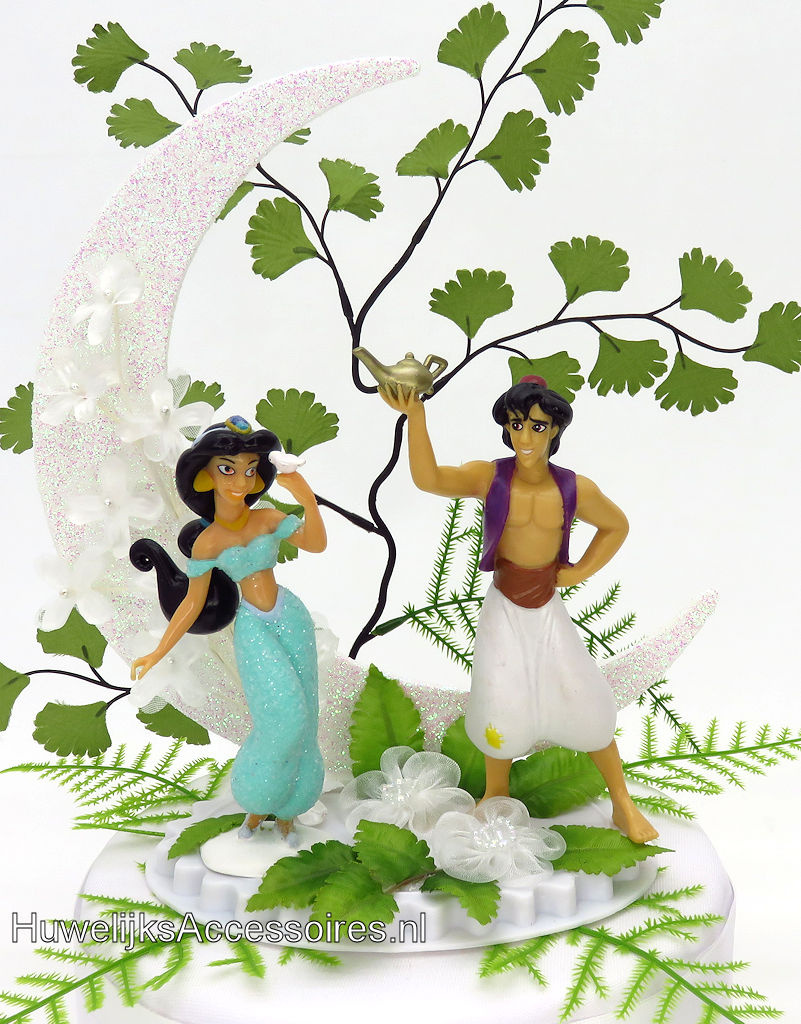 Disney Disney Prinses Jasmijn en Prins Aladdin bruidstaart topper met maan