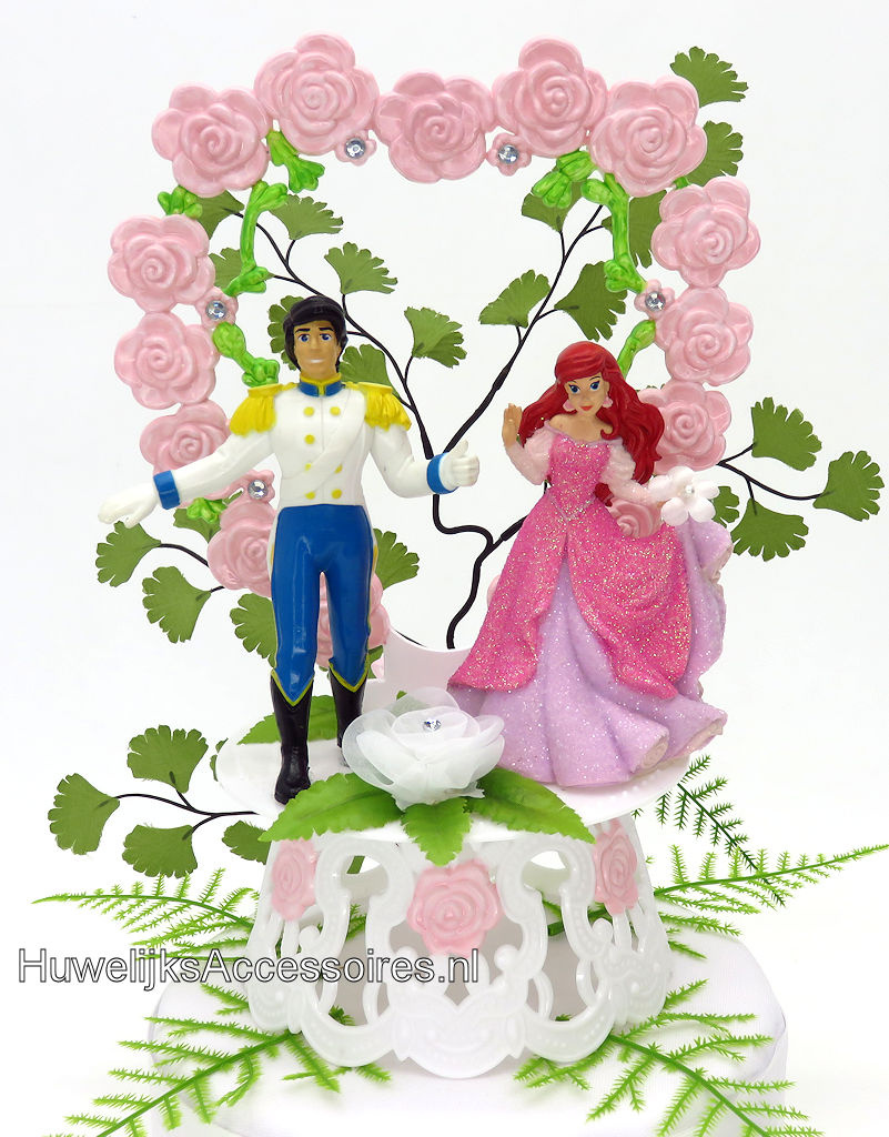 Disney Prachtige Disney Prinses Ariel en Prins Eric bruiloft taarttopper