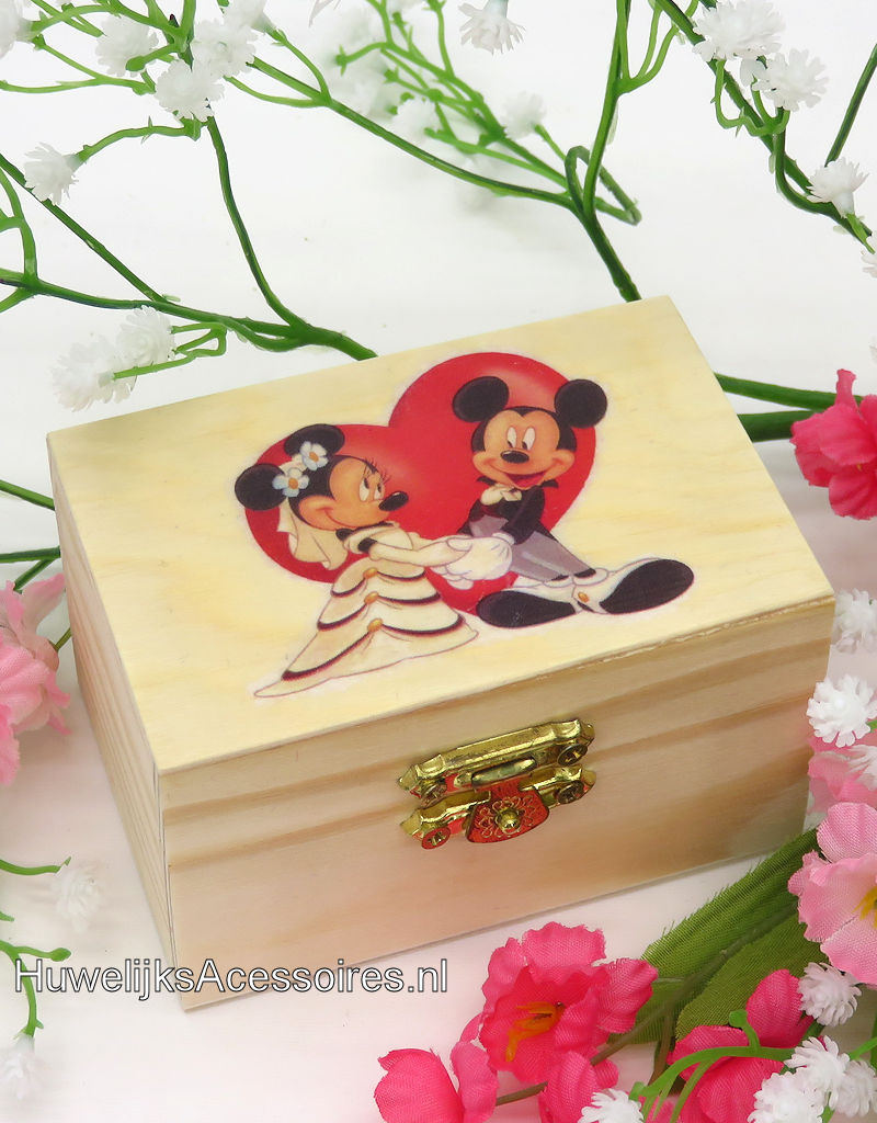 Disney Mickey en Minnie rood hart trouwring doosje