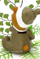 Mooie taarttopper beertje met een groene kikker