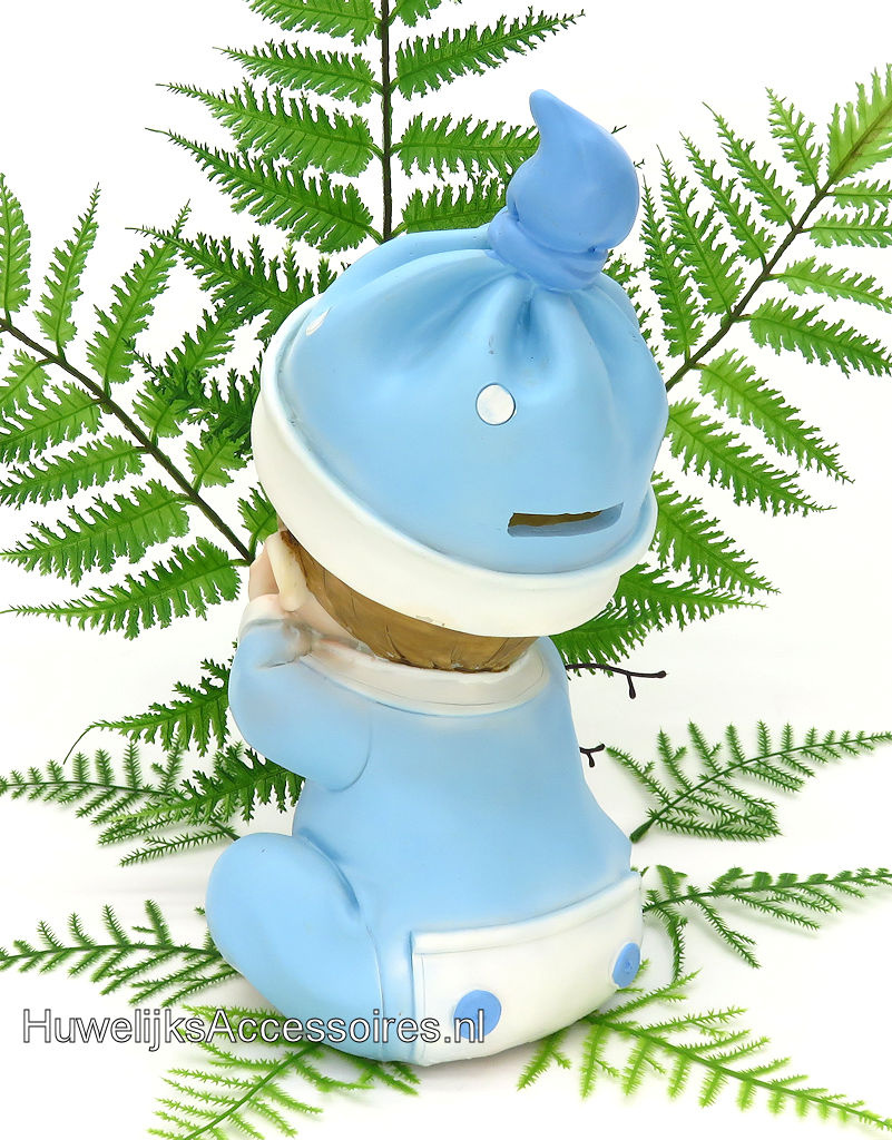 Zittende blauwe baby in pyjama taarttopper