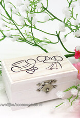 Disney Mickey en Minnie wit hout koffer trouwringen doosje