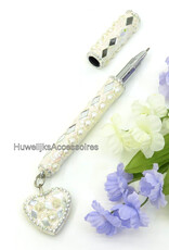 Mooie bruiloft pen versierd met spiegeltjes en glitter