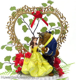 Disney Belle en het Beest trouwtaart topper - gouden hart